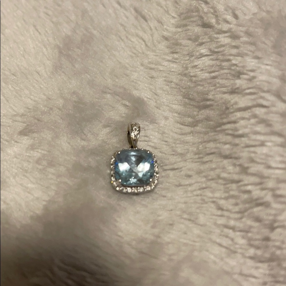 Aquamarine and Pave Diamond Necklace (no chain)